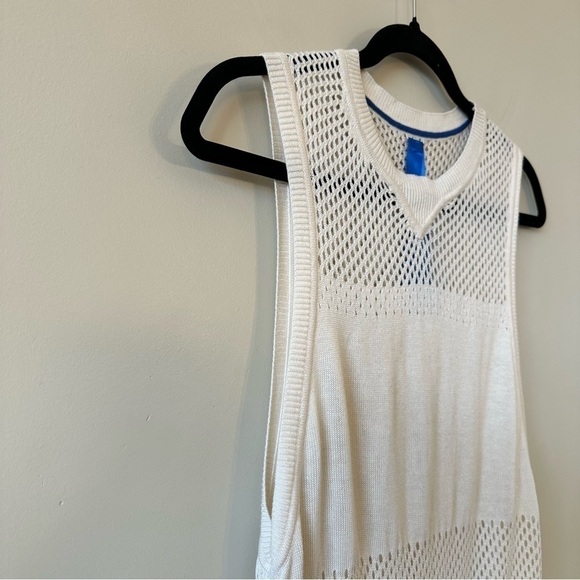 Kit & Ace-Open Knit Cream Long Sleeveless Lightweight Silk Cashmere Blend Vest - Picture 7 of 11